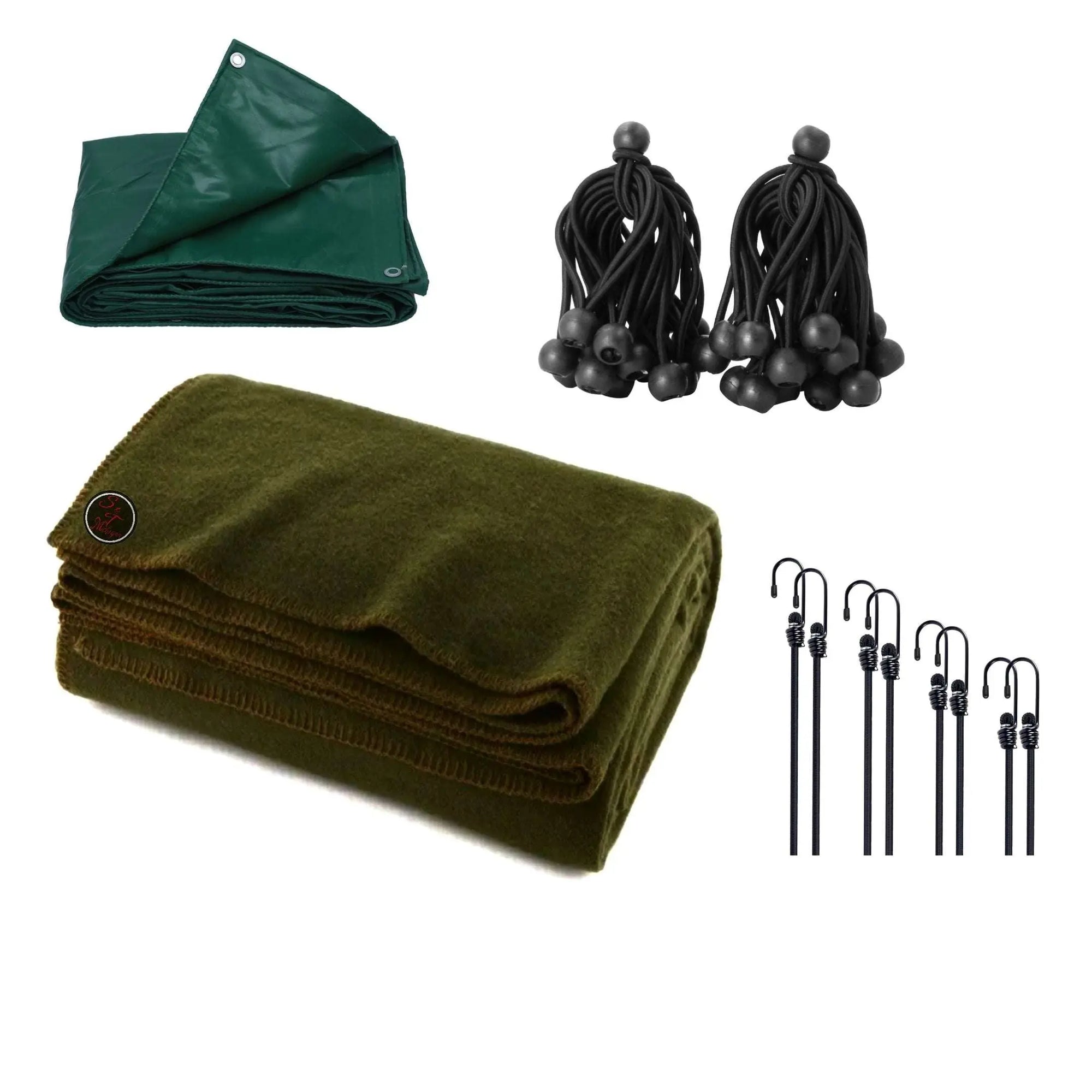 100% Wool Blanket, Tarpaulin, Bungie Bundle Survive & Thrive Michigan